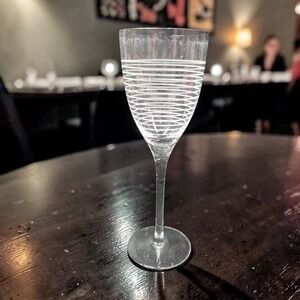 Sasaki Rings Design Wine Glass, Hand Blown Glassware, Vintage Textured Drinkware